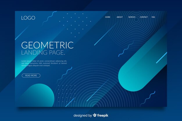 Dark gradient geometric shapes landing page