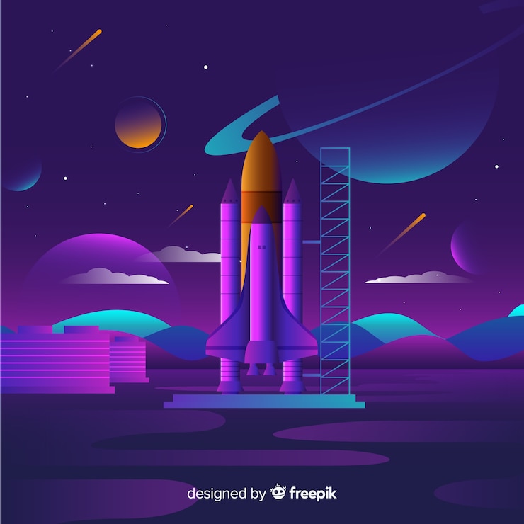 Free Vector dark gradient rocket background