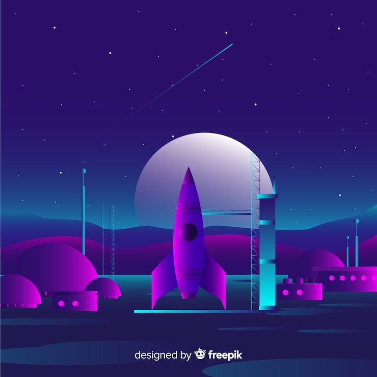 Free Vector dark gradient rocket background