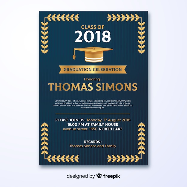 Free vector dark graduation party invitation template