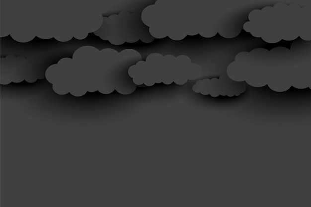 Free Vector dark gray clouds background in papercut style