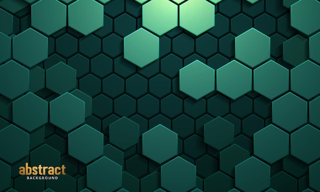 Dark green horizontal hexagonal technology abstract vector background