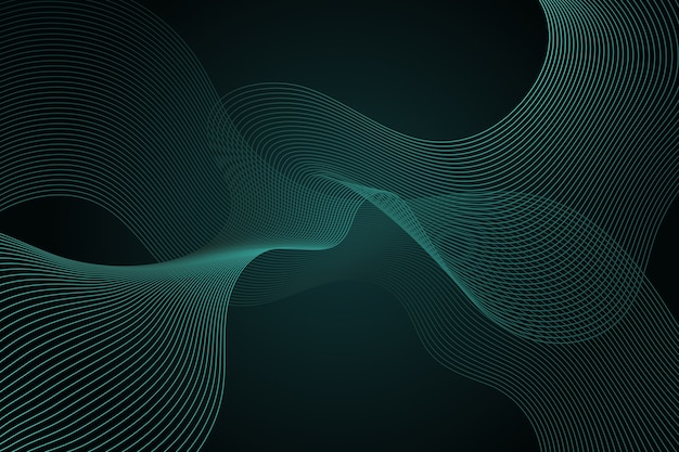 Free vector dark green wavy background with copy space