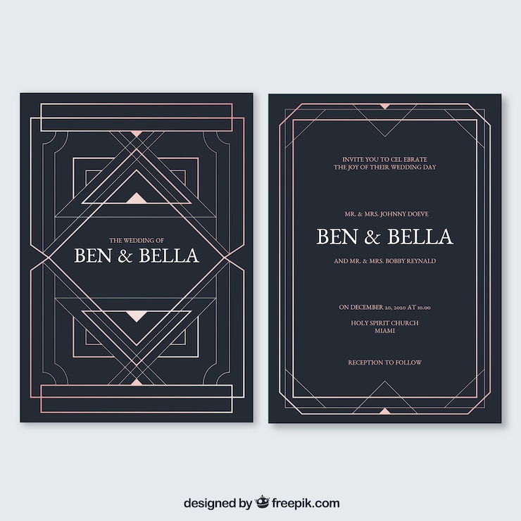 Free Vector dark grey wedding invitation in flat design