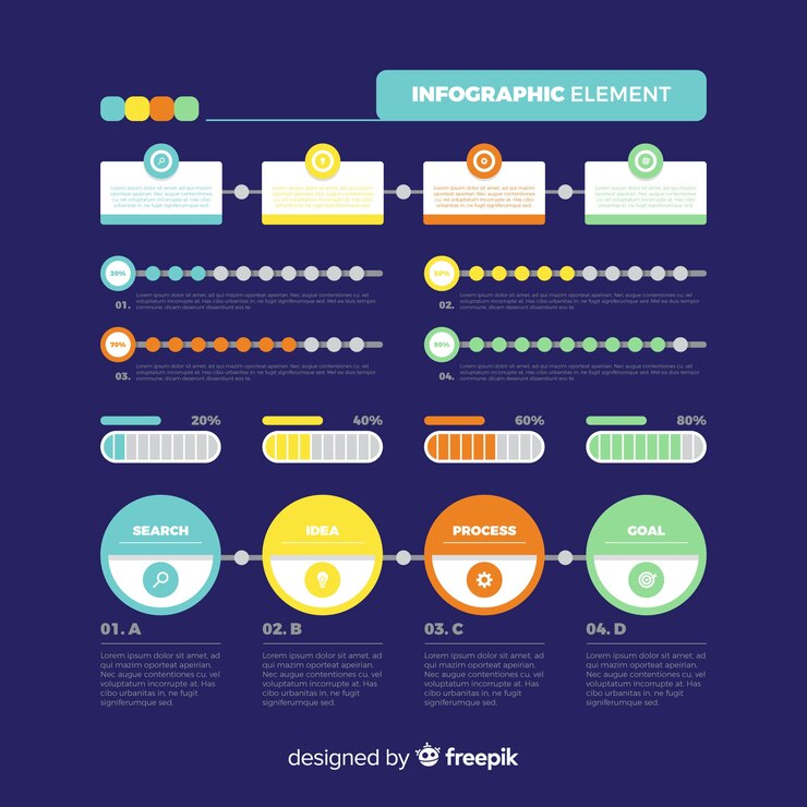 Free Vector dark infographic template in flat design