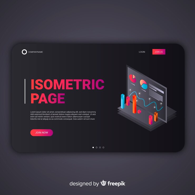 Free Vector dark isometric infographic landing page