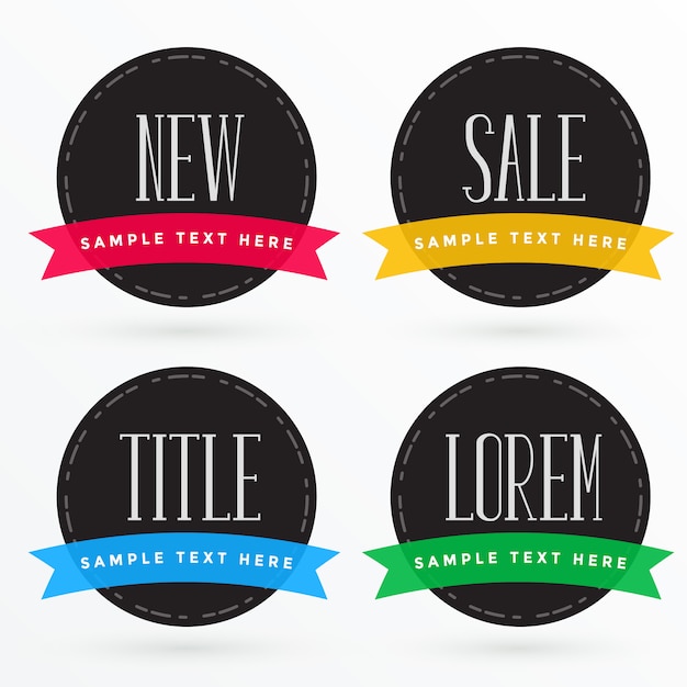 Free vector dark label design with colorful ribbons