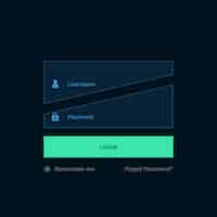 Free vector dark login template ui design vector