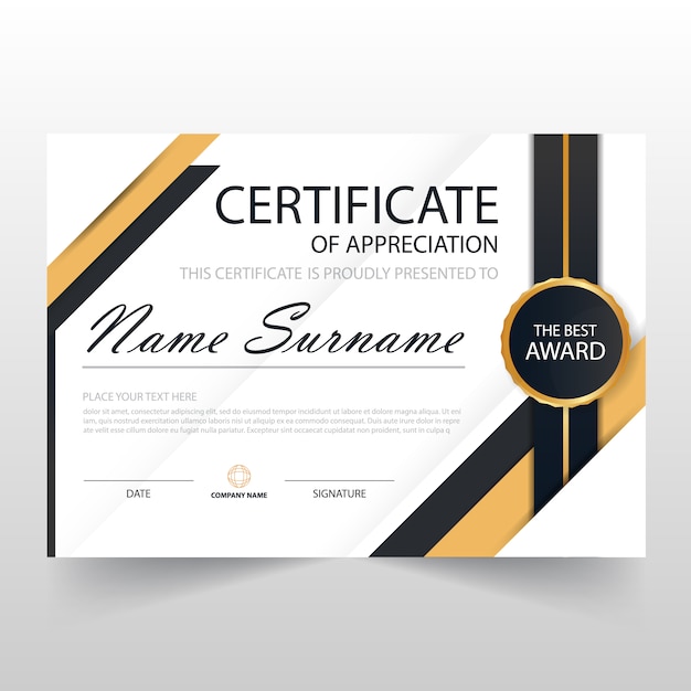 Dark luxury horizontal certificate design