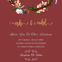 dark maroon colourful wedding invitation yellow purple flowers background multipurpose card