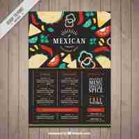 Free vector dark mexican restaurant menu with food in flat design