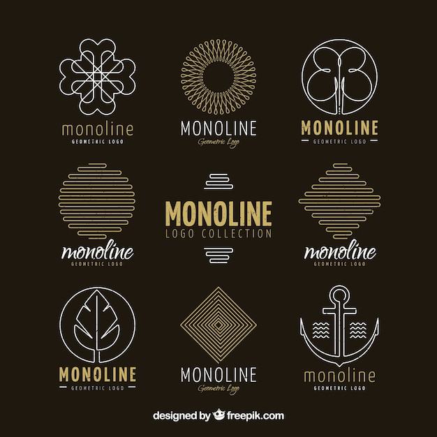 Vettore gratuito collezione logo dark monoline