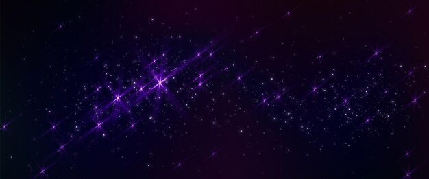 輝く星とともに暗い夜空の背景