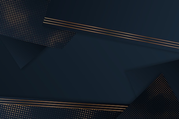 Free vector dark paper layers background with gold details design