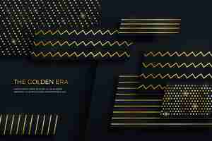 Free vector dark paper layers background with golden details