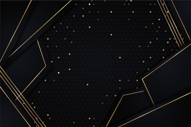 Free vector dark paper layers wallpaper with golden details