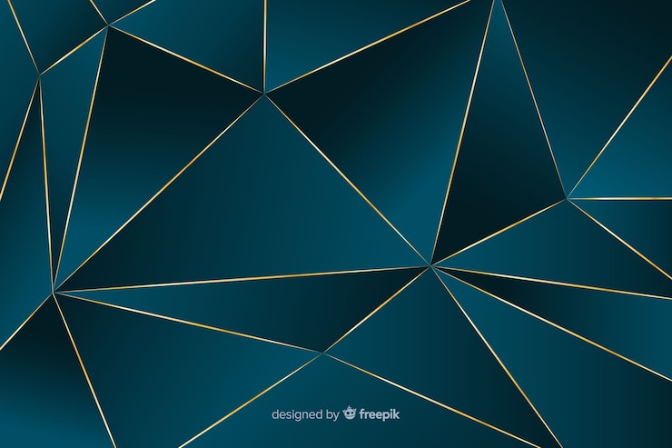 Free Vector dark polygonal background with golden lines
