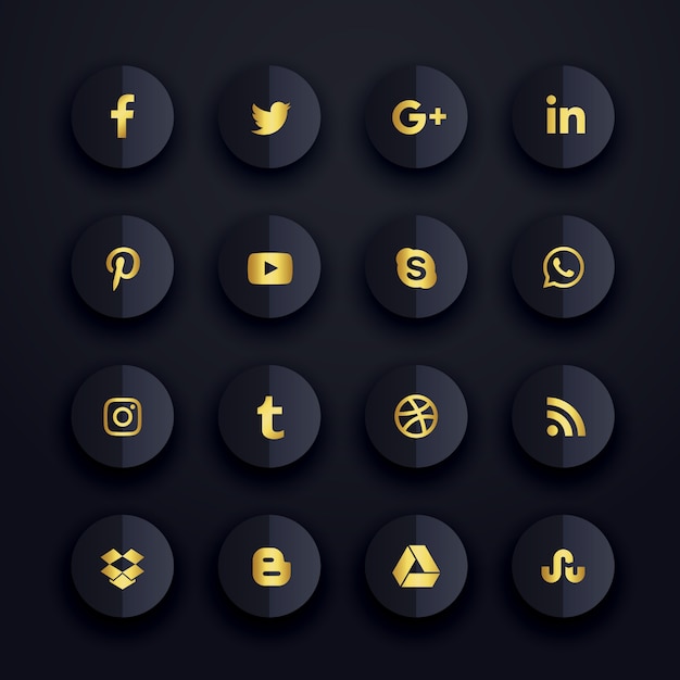 Free vector dark premium social media icons set