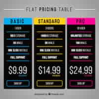 Free vector dark pricing tables with colored details