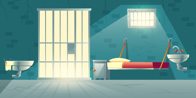 Бесплатное векторное изображение Темный тюремный тюремный интерьер