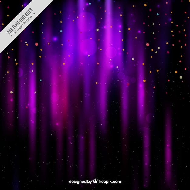 Dark purple background with confetti