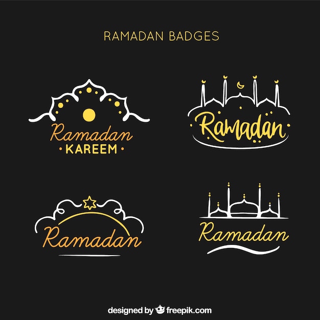 Vettore gratuito collezione di badge in ramadan scuro