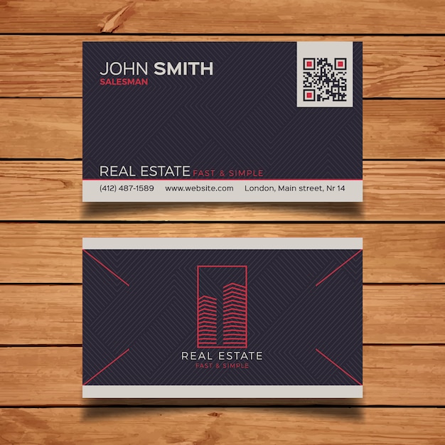 Free vector dark real estate business card