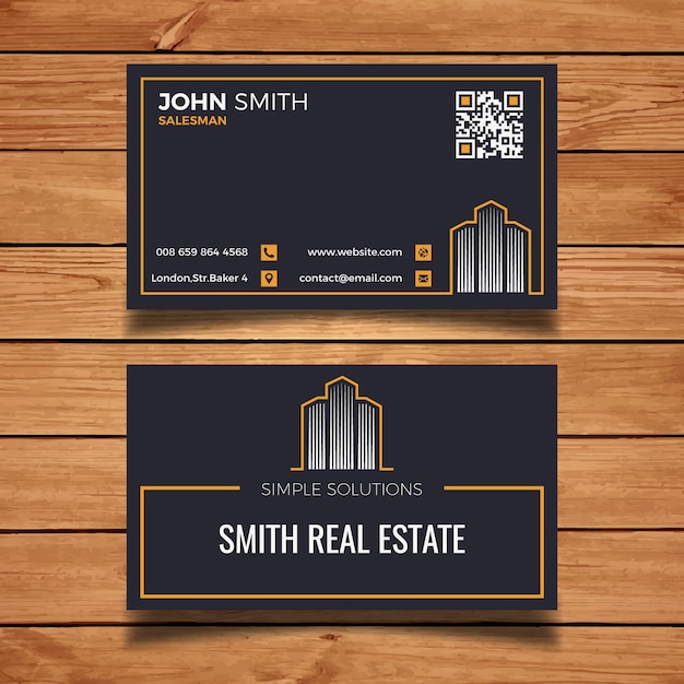 Free vector dark real estate visit card