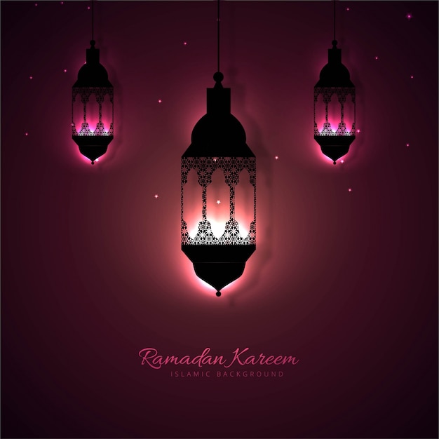 Рамадан карим красивая открытка с фонарем фона