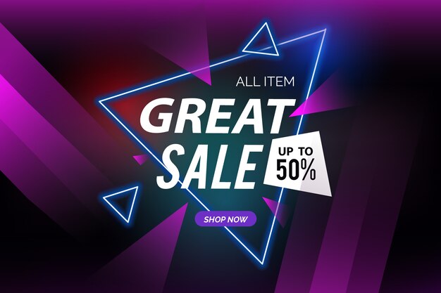 Dark sales background and polygonal shapes