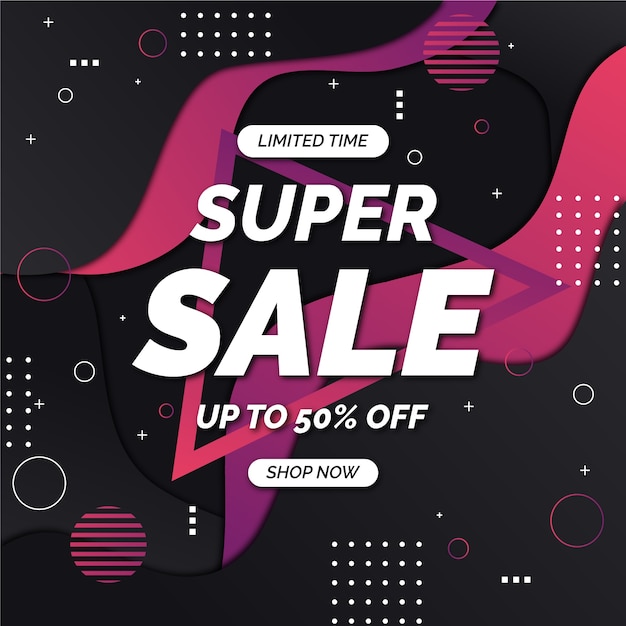 Free vector dark sales background with abstract shapes