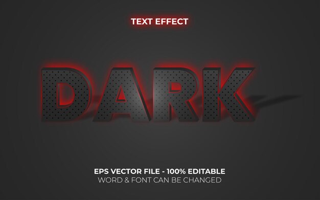 Dark text effect back light neon style editable text effect