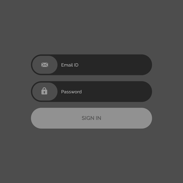 dark ui template design for login form