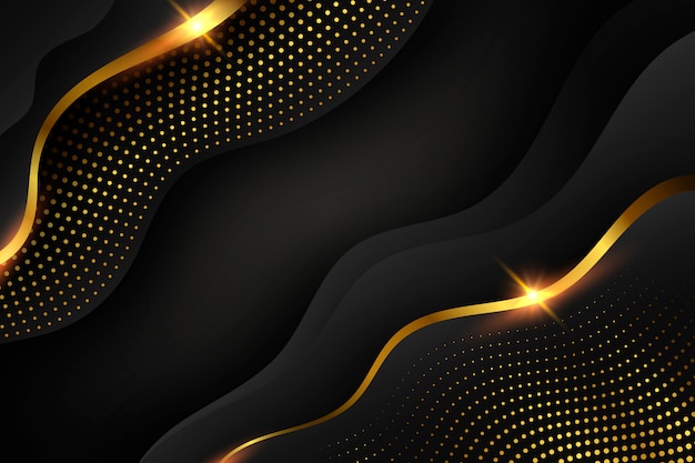 Free vector dark wallpaper with shapes and golden elements