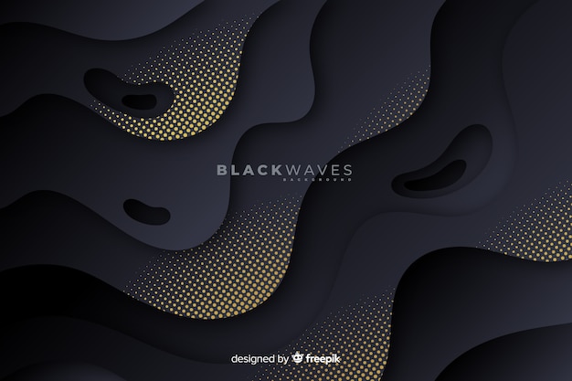 Free vector dark waves background with halftone effect