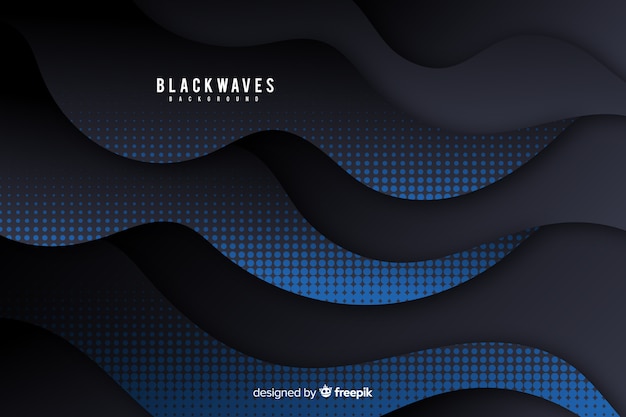 Free vector dark waves background with halftone effect