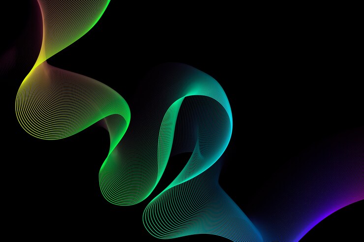 Free Vector dark wavy background with colourful liquid effect