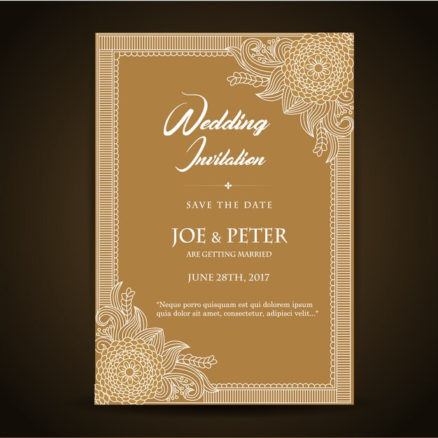 Dark wedding invitation template