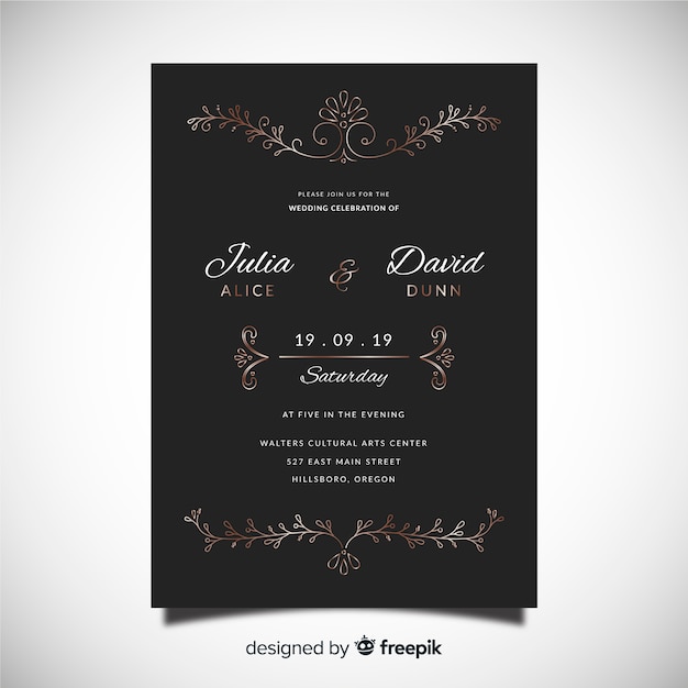 Dark wedding invitation template