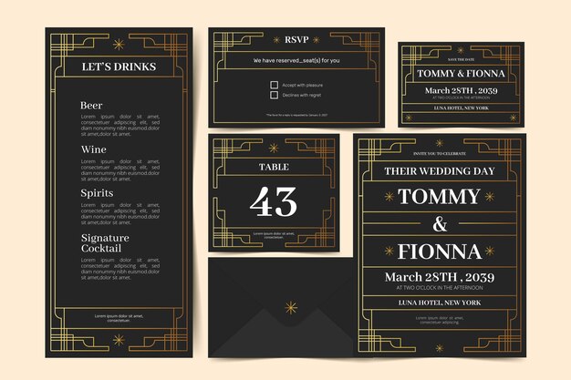 Dark wedding stationery template