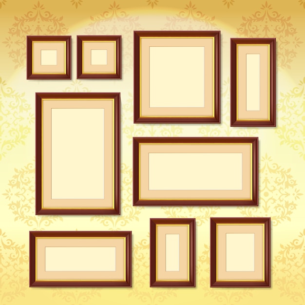 Free vector dark wood frames