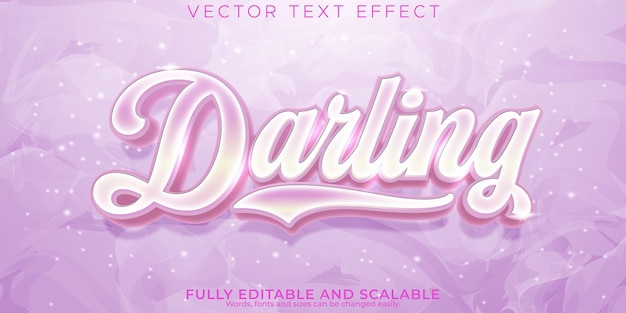 Free vector darling text effect editable romantic and love font style