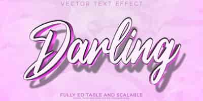 Free vector darling text effect editable soft and clean text style