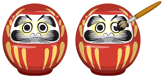 Vettore gratuito bambola dei desideri giapponese daruma