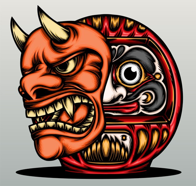 中国だるまイラスト プレミアムベクター