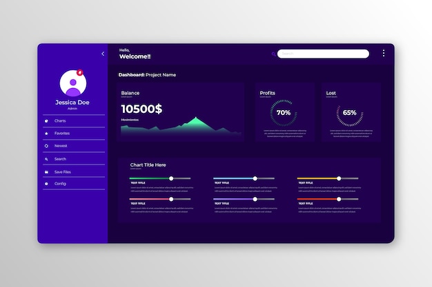 Free vector dashboard admin panel template