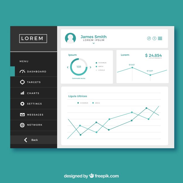 dashboard admin panel with flat design