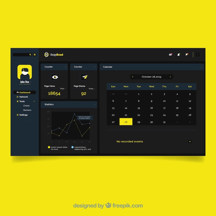 Free Vector dashboard admin panel with flat design