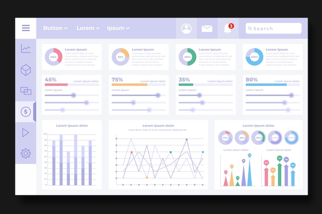 Vettore gratuito pannello utente business dashboard