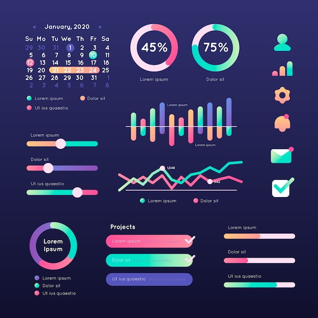 Free vector dashboard element collection